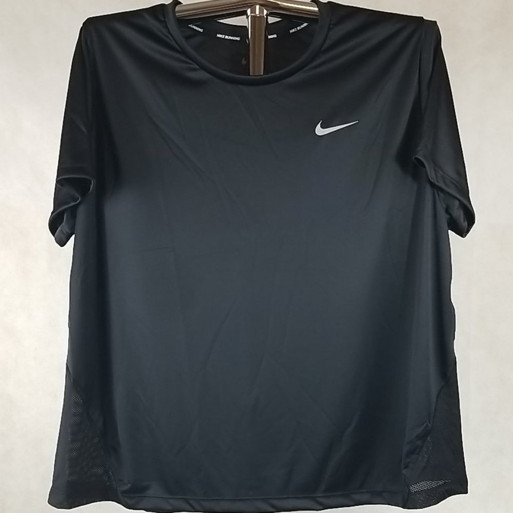 New Nike Short Sleeve Running Top  Black‎  Size 1X Black